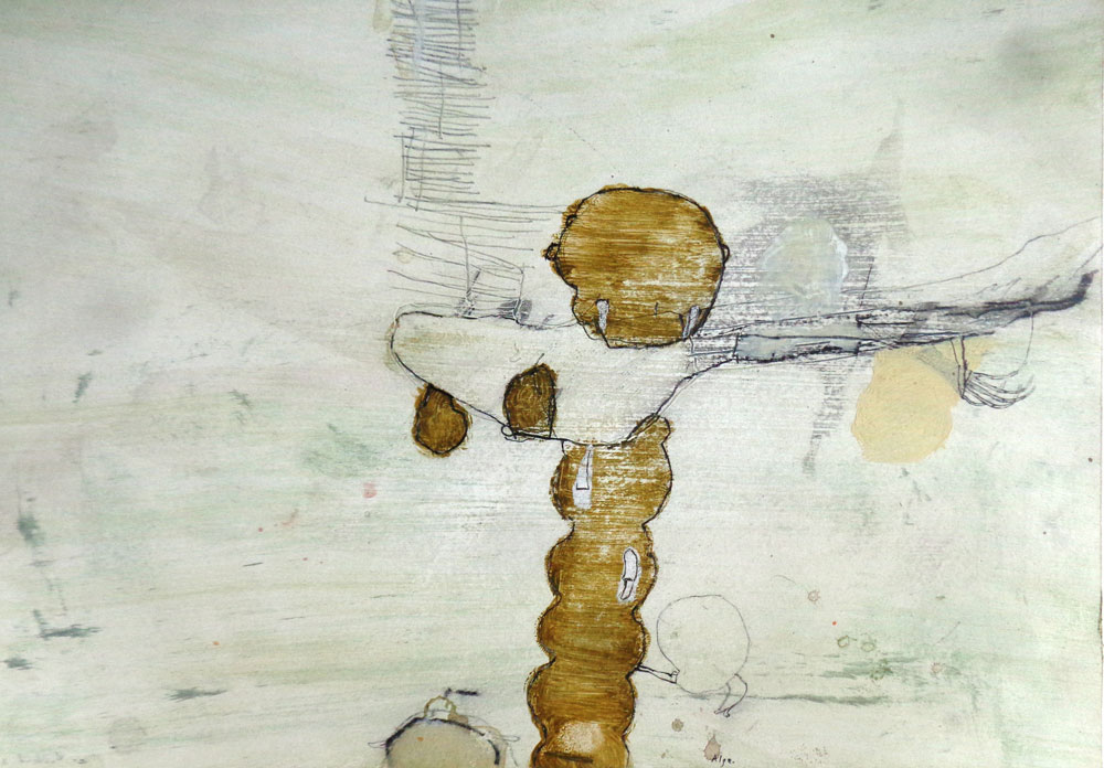 Farbige Arbeit auf Papier von Erik Buchholz